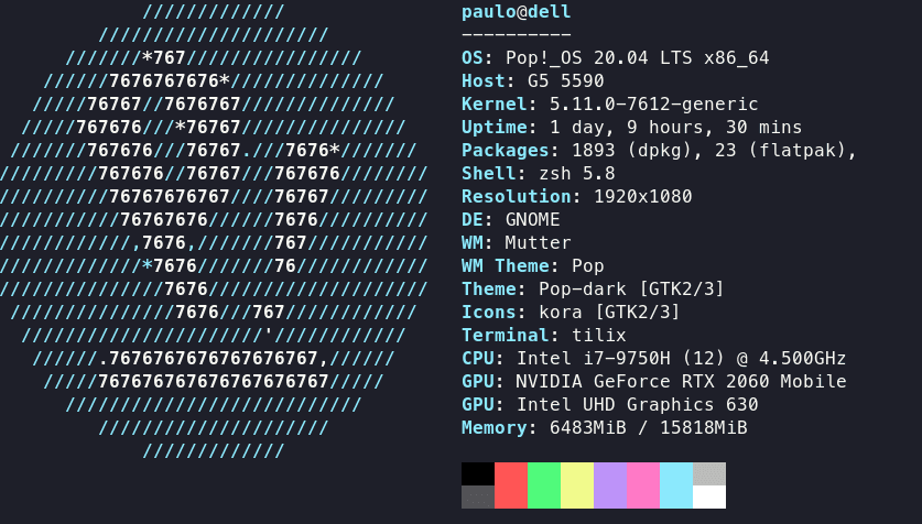 Neofetch no PopOS